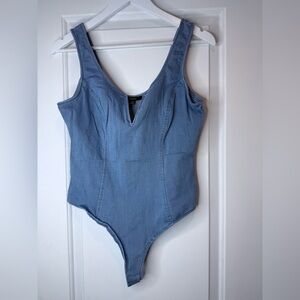 Stylish Denim Blue Bodysuit stretchy